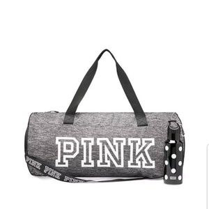 Grey Victoria's Secret Duffle Bag and Water Bottle